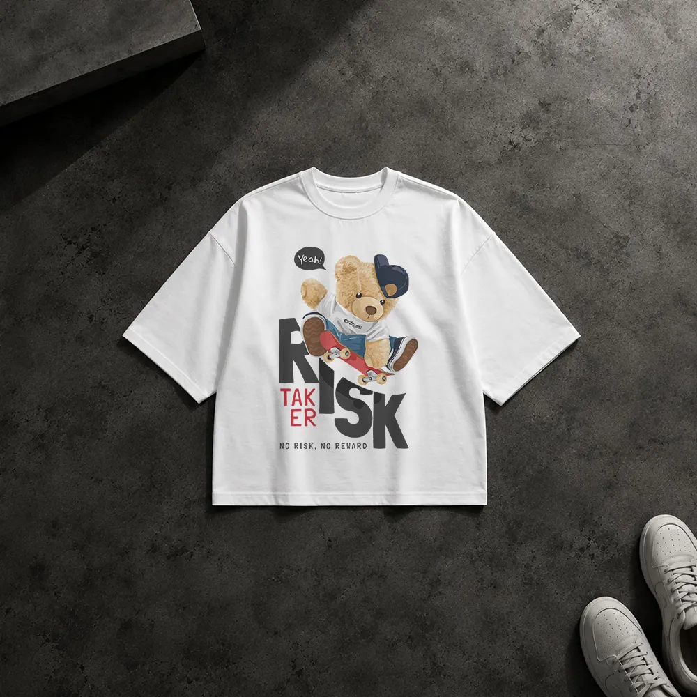 تیشرت باکسی خرس عروسکی طرح Risk Taker