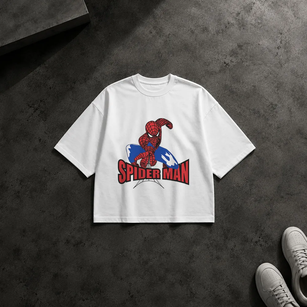 تیشرت باکسی مرد عنکبوتی طرح موج‌سواری (Spider-Man)
