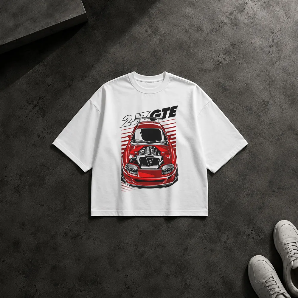 تیشرت باکسی تویوتا سوپرا طرح موتور 2JZ-GTE