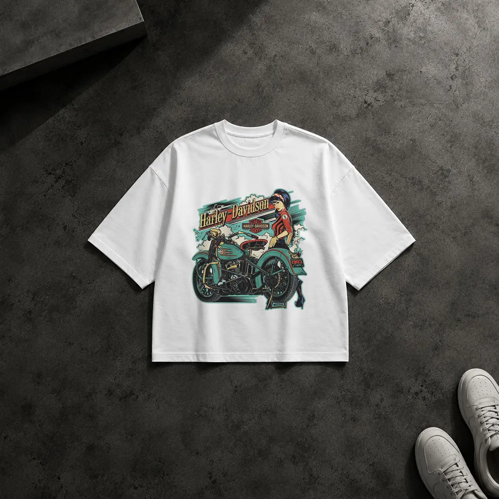 تیشرت باکسی موتورسیکلت هارلی دیویدسون طرح وینتیج