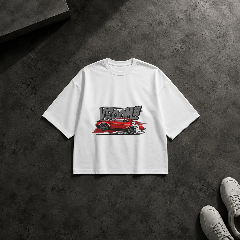تیشرت باکسی مزدا RX-7 قرمز طرح Vroom