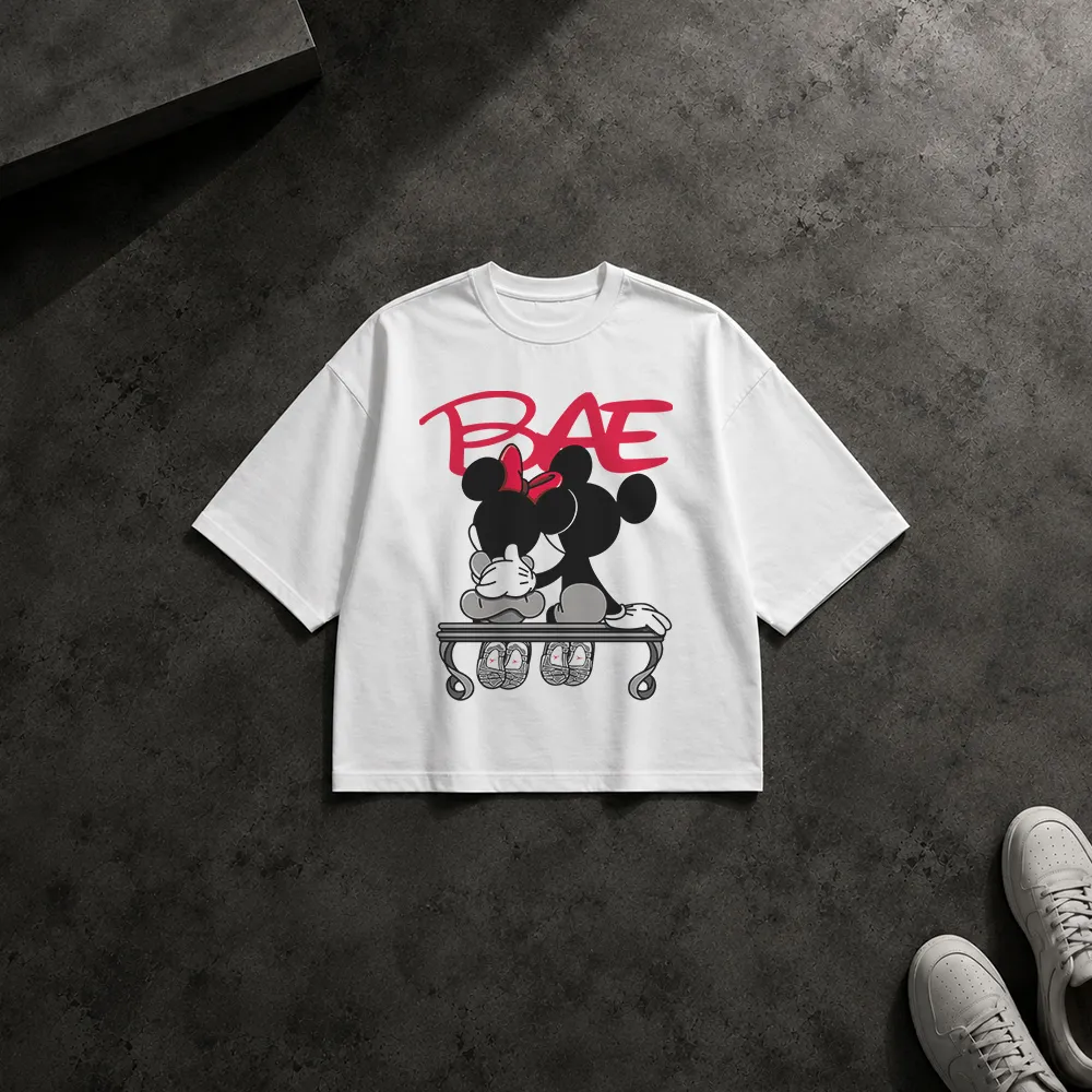 تیشرت باکسی میکی و مینی موس عاشقانه طرح Bae