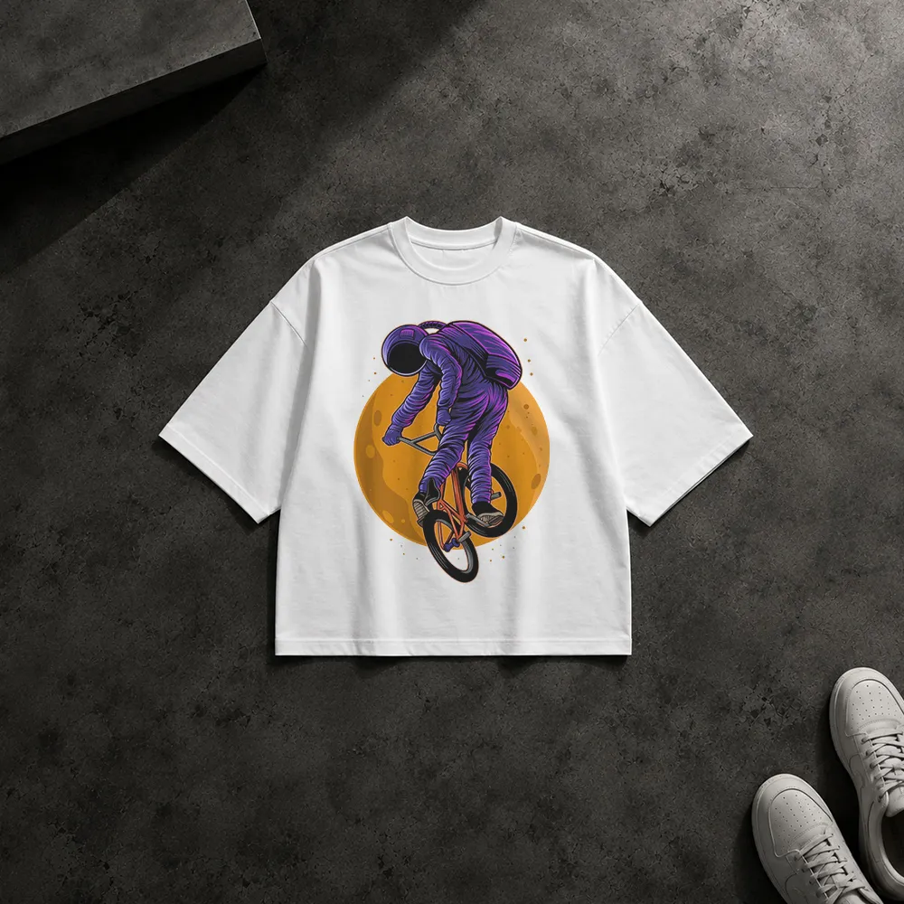 تیشرت باکسی دوچرخه‌سواری BMX طرح فضانورد