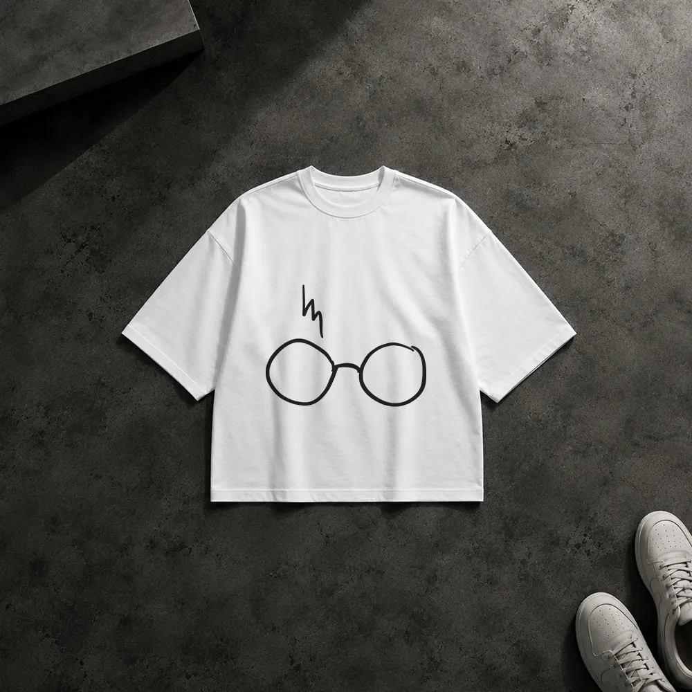 تیشرت باکسی هری پاتر طرح عینک و جای زخم (Harry Potter)