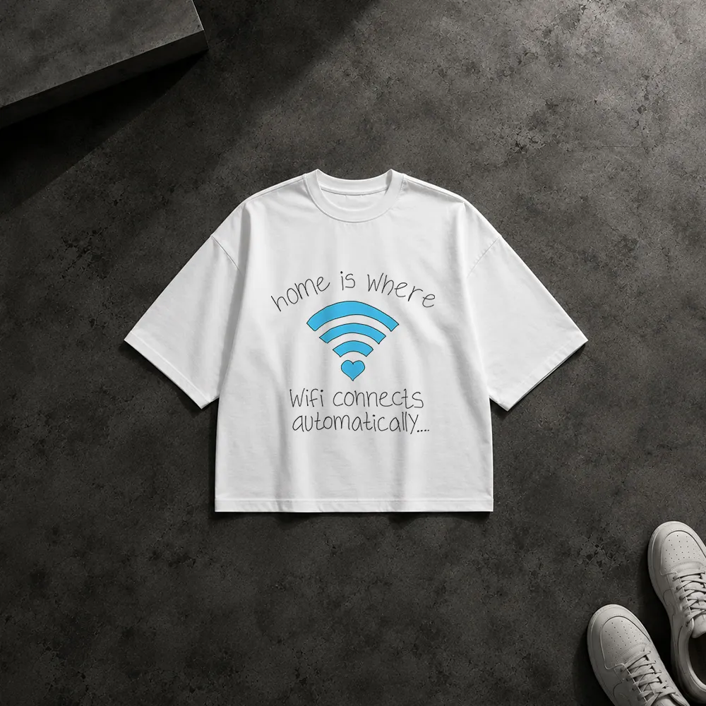 تیشرت باکسی وای‌فای طرح Home Is Where WiFi Connects