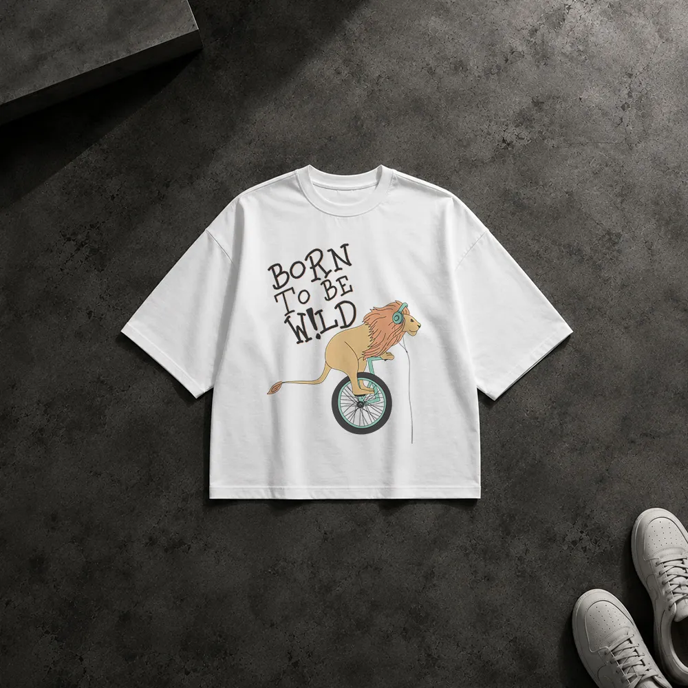 تیشرت باکسی شیر تک‌چرخ‌سوار طرح Born to Be Wild