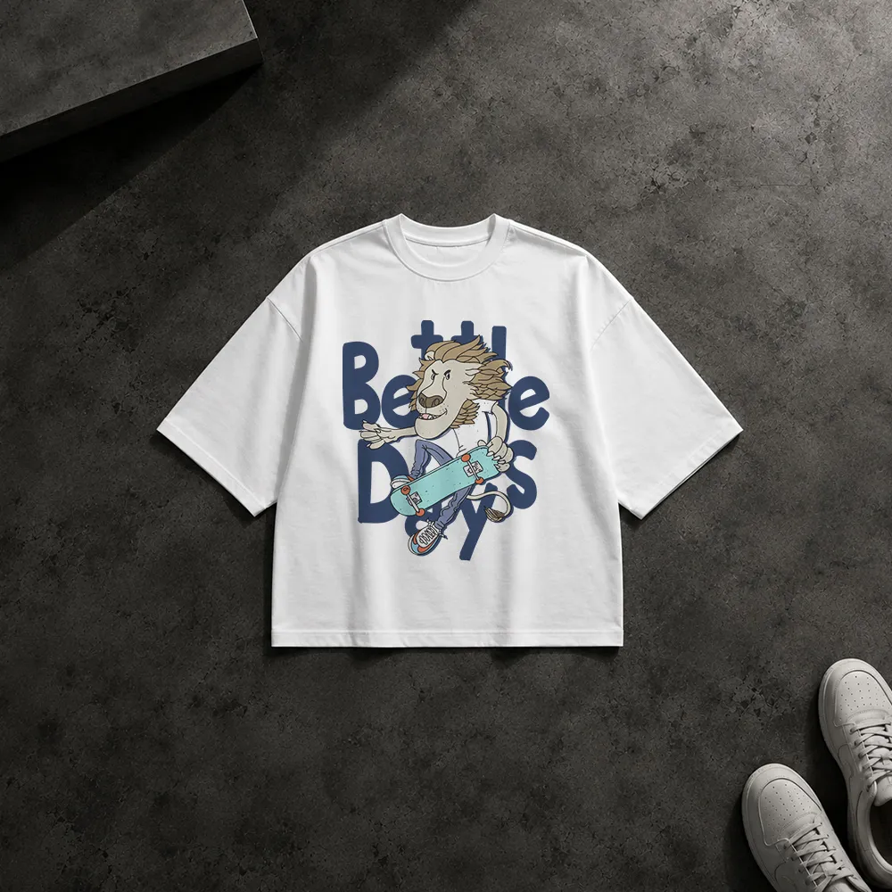 تیشرت باکسی گربه اسکیت‌باز طرح Be the Boss