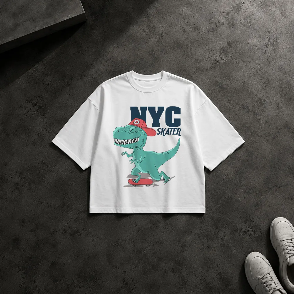 تیشرت باکسی دایناسور اسکیت‌باز طرح NYC Skater
