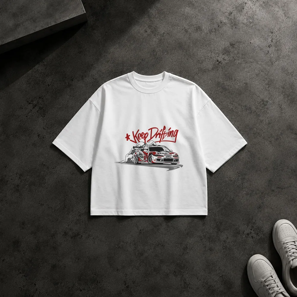 تیشرت باکسی ماشین طرح Keep Drifting