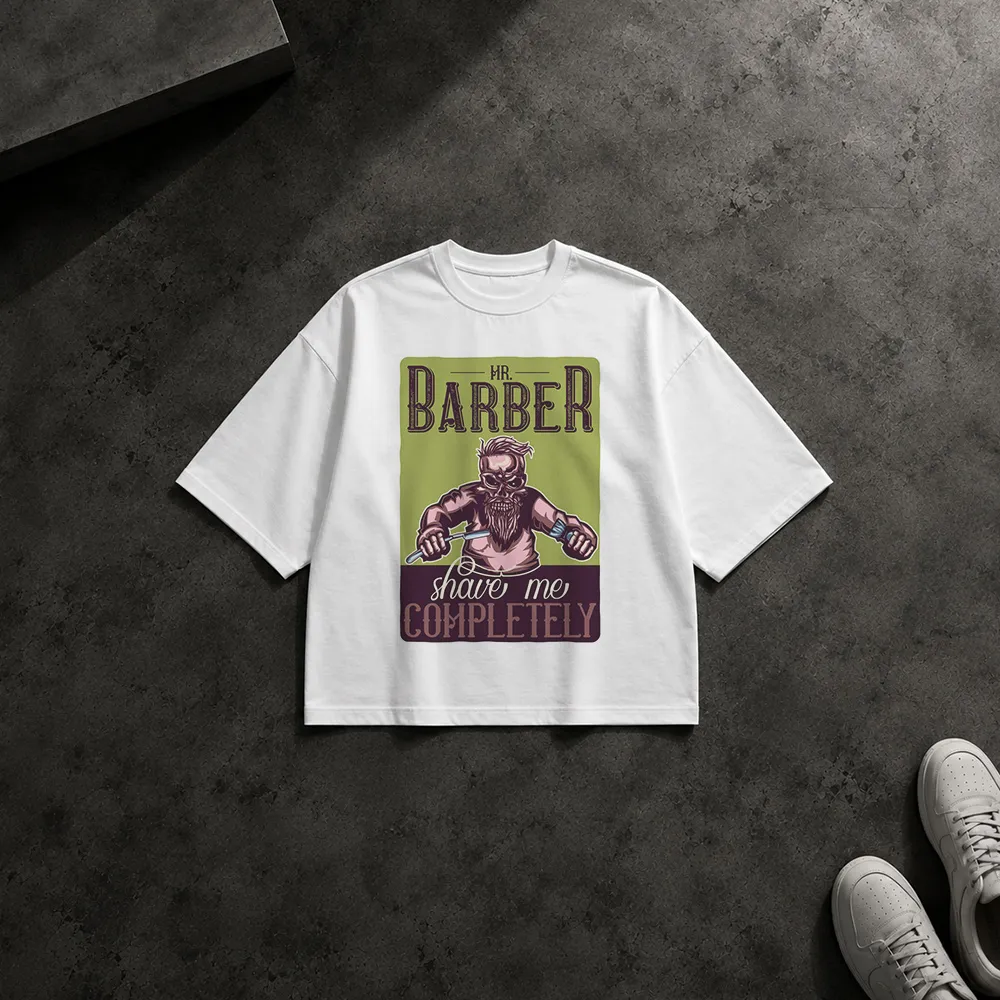 تیشرت باکسی آرایشگری طرح Mr Barber