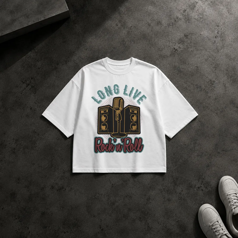 تیشرت باکسی موسیقی راک طرح Long Live Rock ’n’ Roll