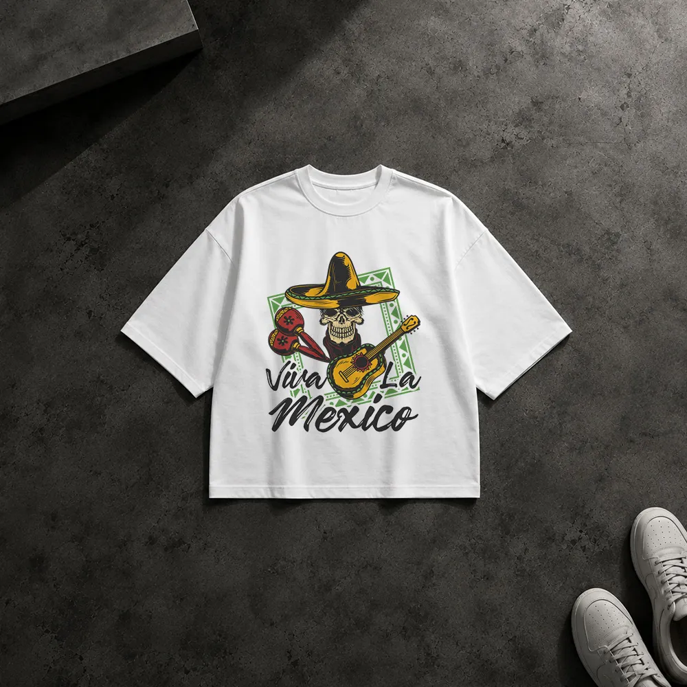 تیشرت باکسی اسکلت ماریاچی طرح Viva La Mexico