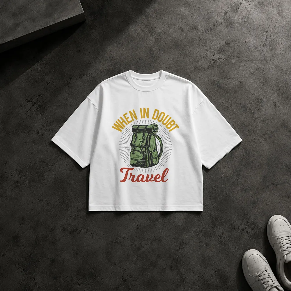 تیشرت باکسی سفر طرح When in Doubt Travel