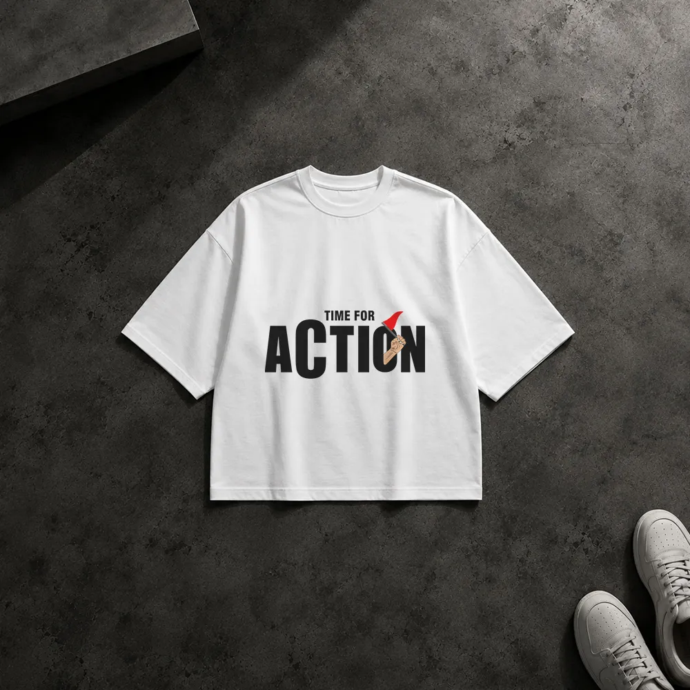 تیشرت باکسی انگیزشی طرح Time for Action
