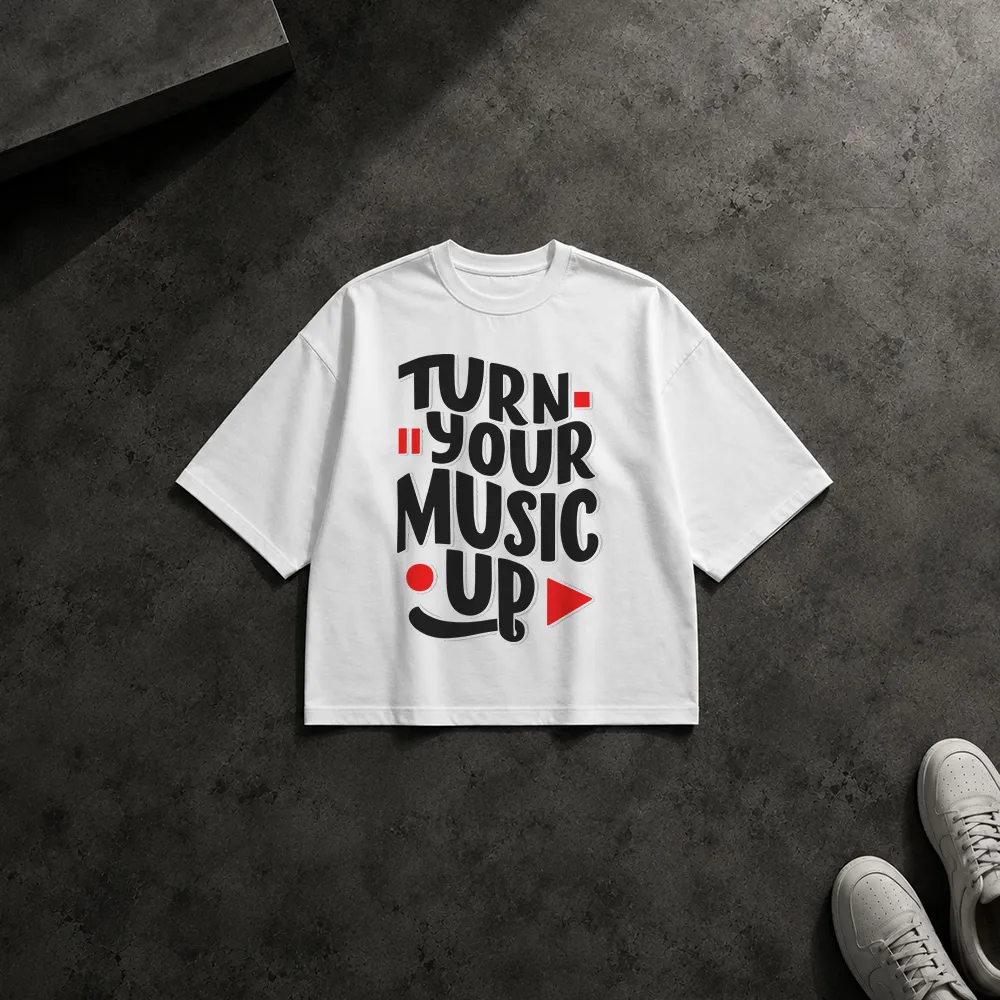 تیشرت باکسی موسیقی طرح Turn Your Music Up
