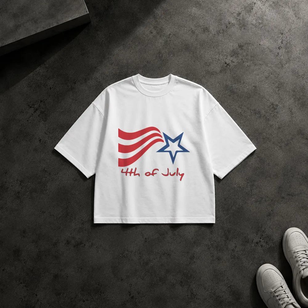 تیشرت باکسی چهارم جولای طرح 4th of July