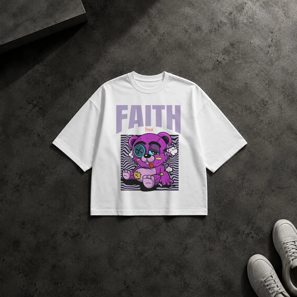 تیشرت باکسی خرس طرح Faith Trust