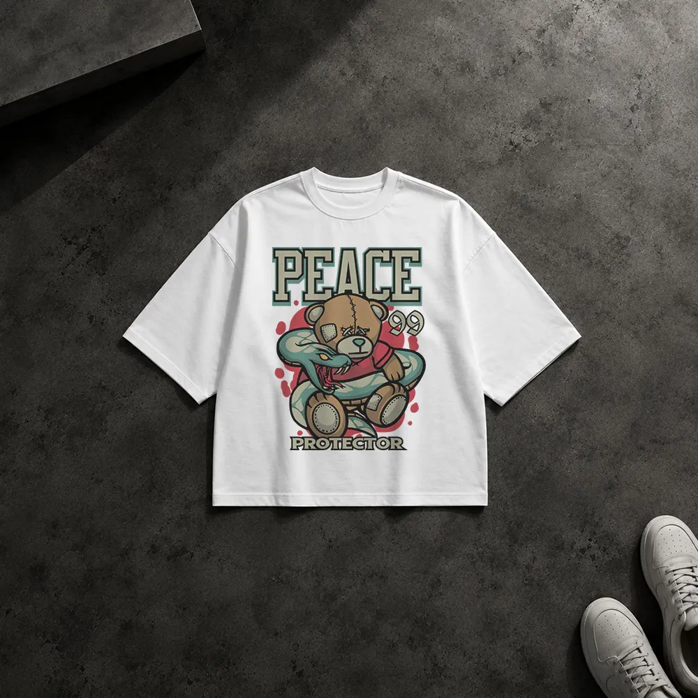 تیشرت باکسی خرس تدی طرح محافظ صلح (Peace Protector)