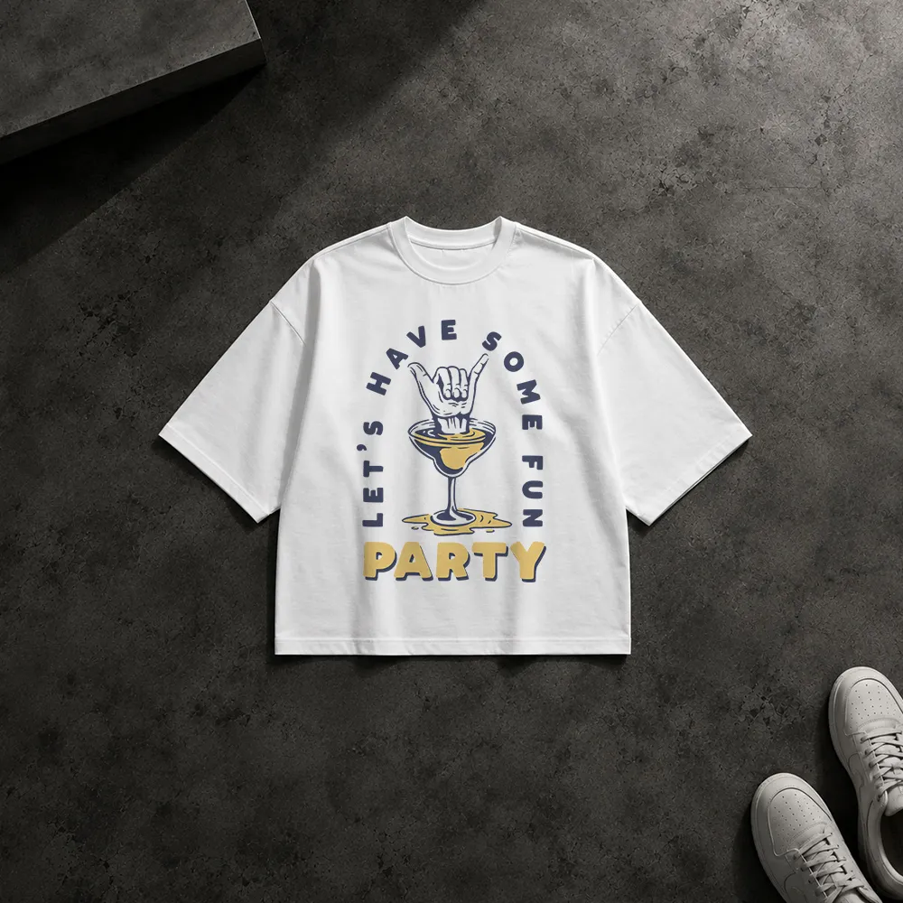 تیشرت باکسی مهمانی طرح نوشیدنی Let’s Have Some Fun