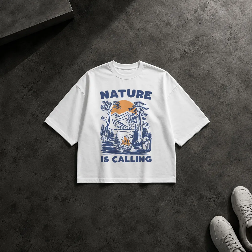 تیشرت باکسی طبیعت‌گردی طرح Nature Is Calling