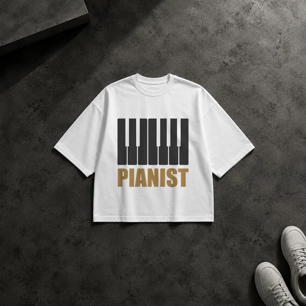 تیشرت باکسی موسیقی طرح Pianist