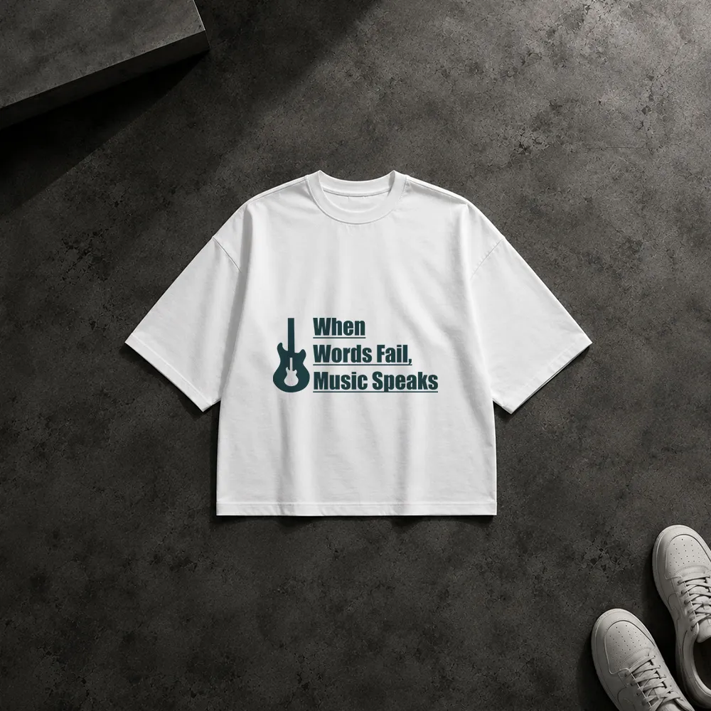 تیشرت باکسی موسیقی طرح When Words Fail Music Speaks