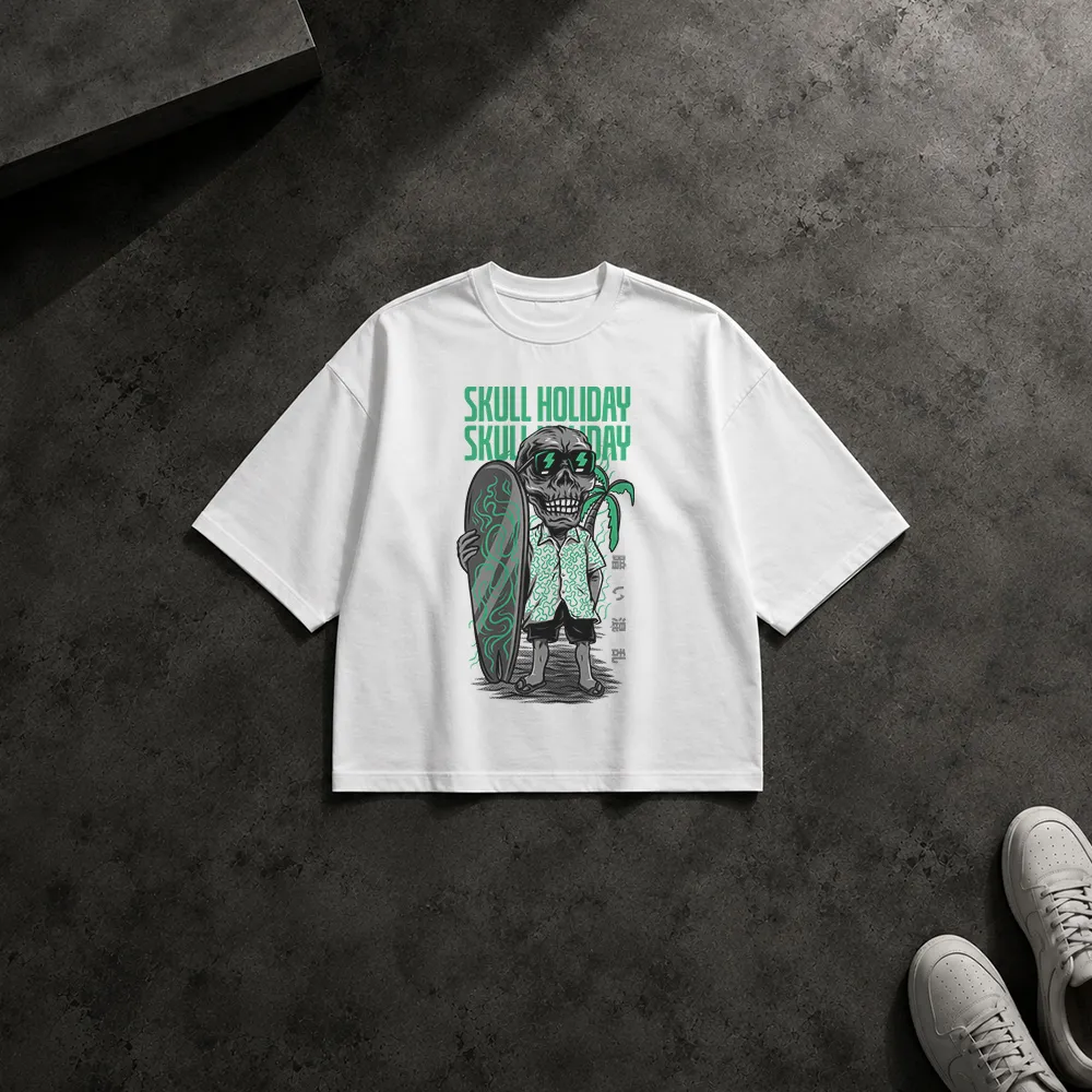 تیشرت باکسی جمجمه طرح Skull Holiday