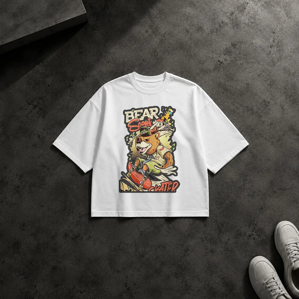 تیشرت باکسی خرس اسکیت‌سوار طرح استریت‌ویر (Bear Skater)