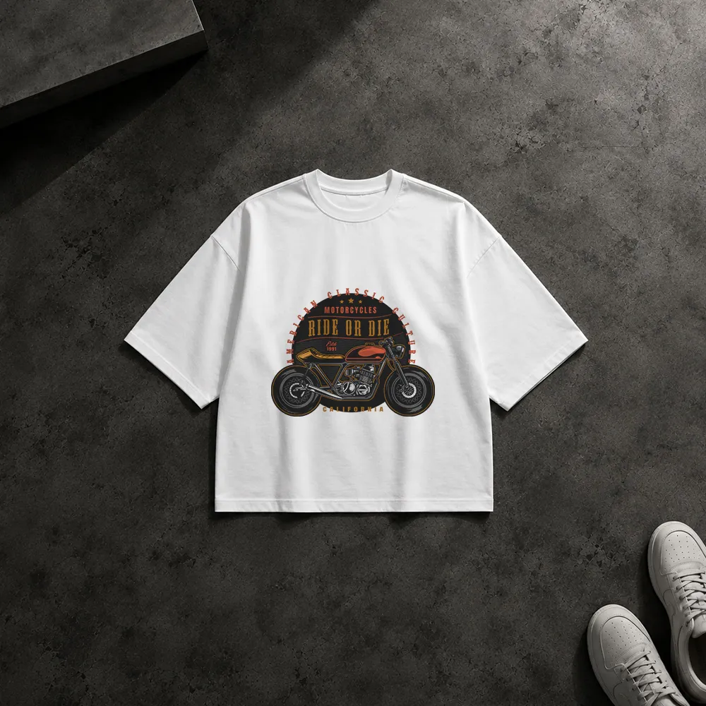 تیشرت باکسی موتورسیکلت طرح Ride or Die