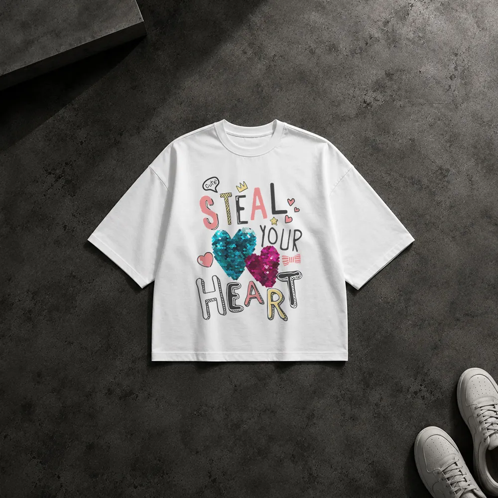 تیشرت باکسی تایپوگرافی عاشقانه Steal Your Heart