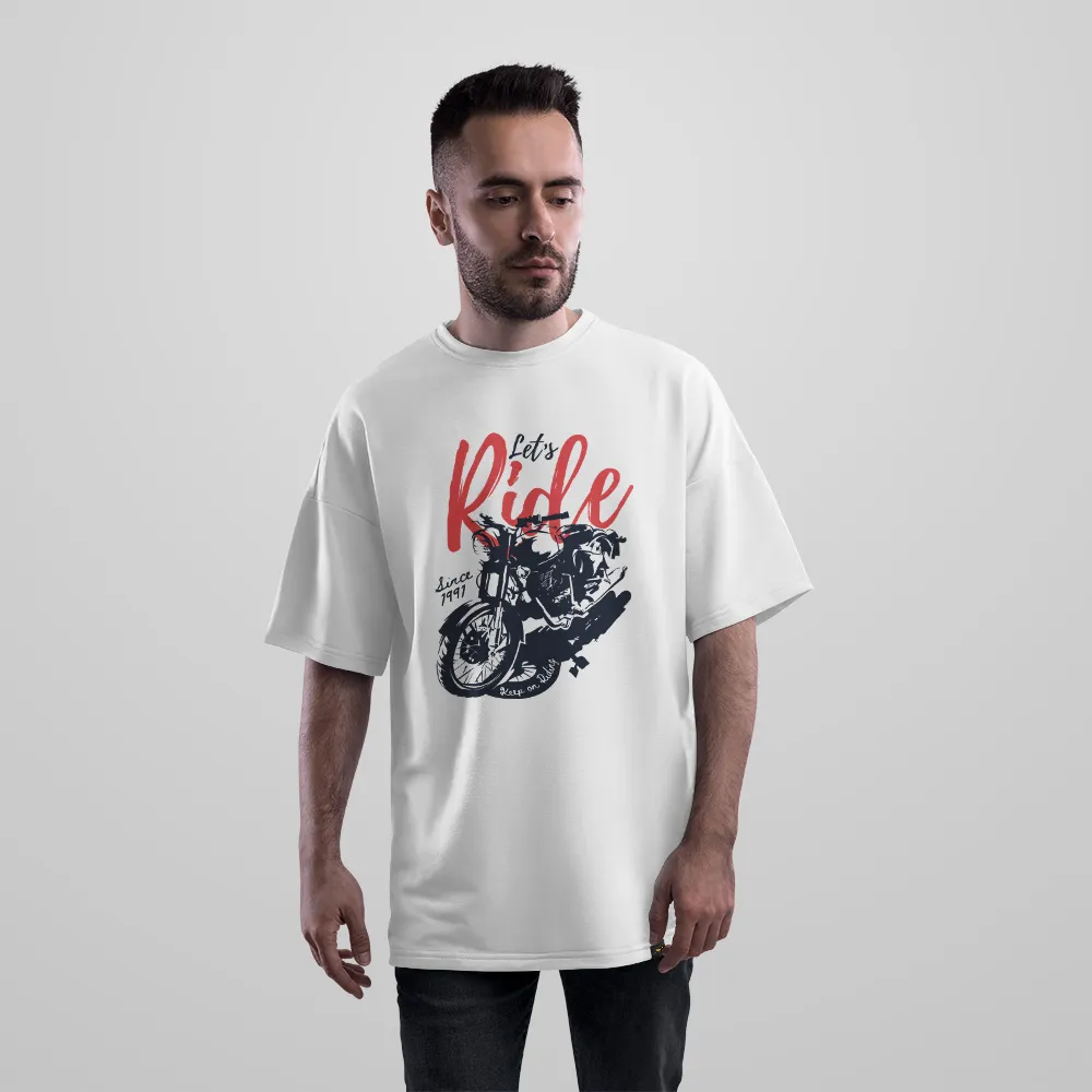 تیشرت اورسایز موتورسواری طرح Let’s Ride وینتیج
