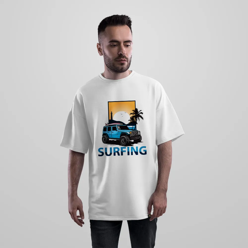تیشرت اورسایز ماشین طرح Surfing