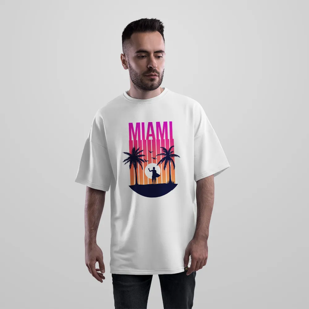تیشرت اورسایز ساحلی میامی طرح Miami Sunset