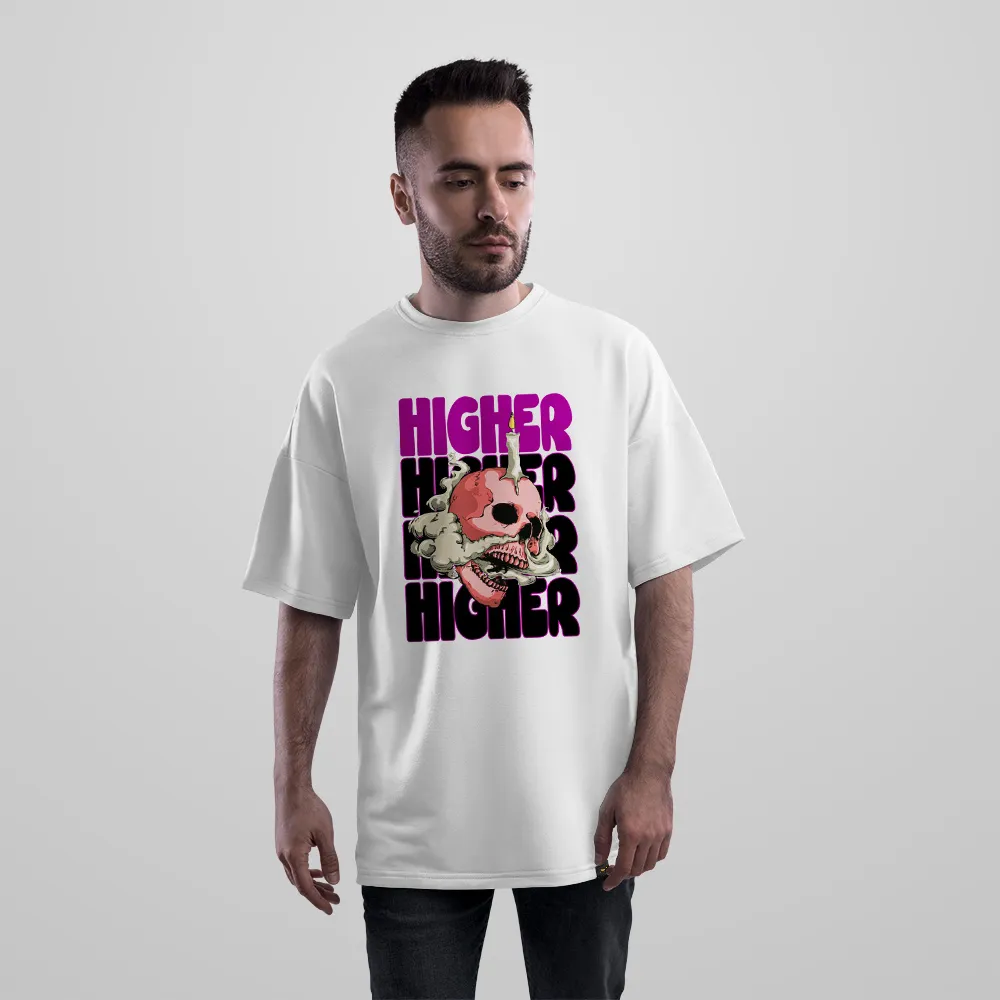 تیشرت اورسایز جمجمه طرح Higher با سبک استریت‌ویر