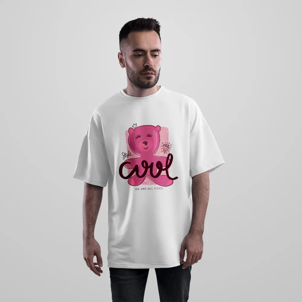 تیشرت اورسایز دخترانه طرح Cool Girl کارتونی