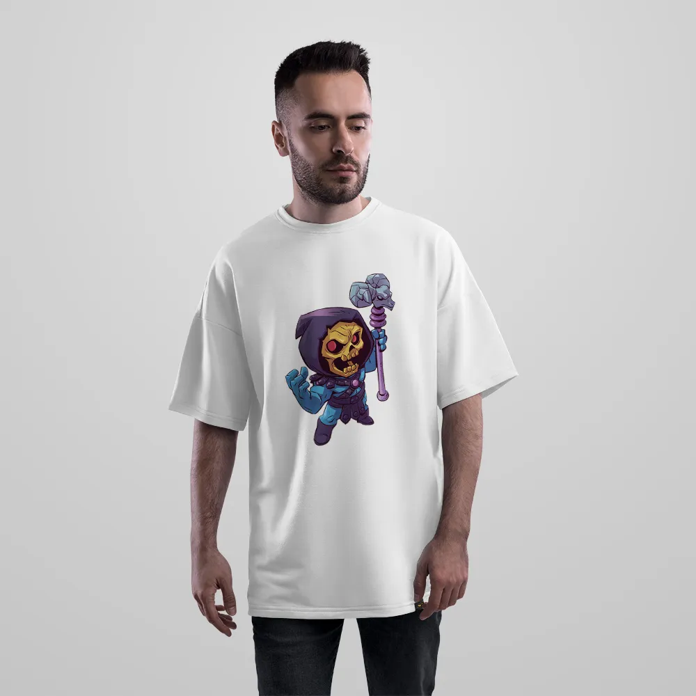 تیشرت اورسایز اسکلتور طرح جادوگر کارتونی با عصا (Skeletor)