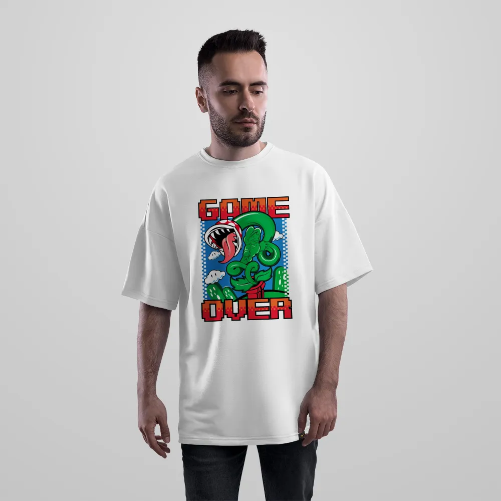 تیشرت اورسایز سوپر ماریو طرح گیاه پیرانا و Game Over