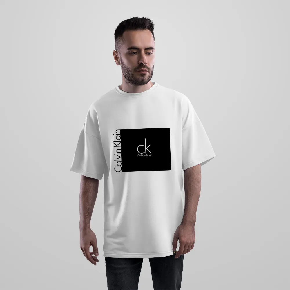 تیشرت اورسایز طرح لوگوی مشکی Calvin Klein کد 14425