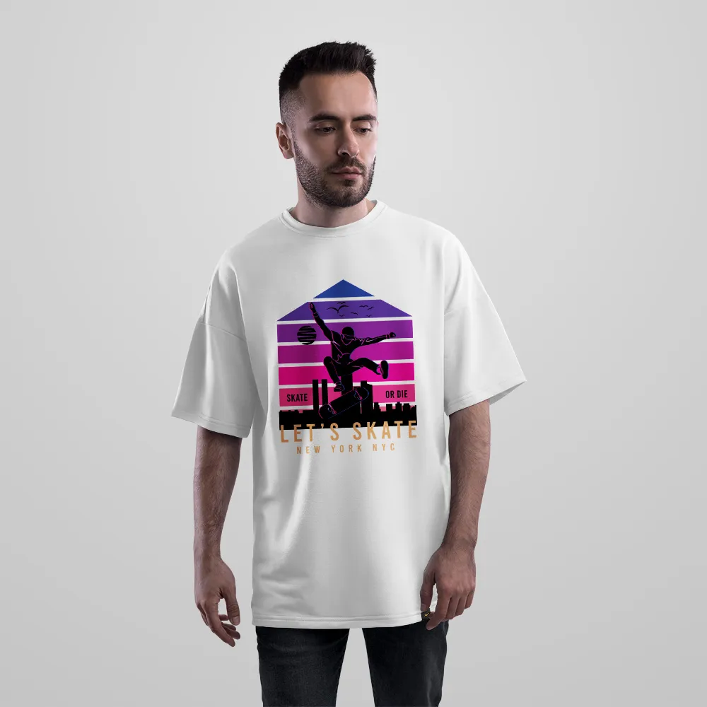 تیشرت اورسایز طرح اسکیت Let's Skate New York