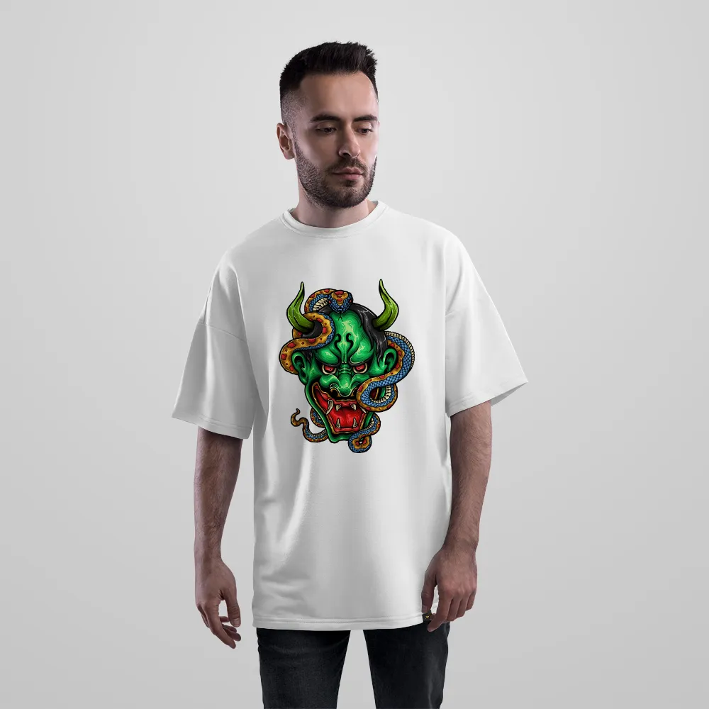 تیشرت اورسایز طرح ماسک اهریمنی مار (Oni Mask)