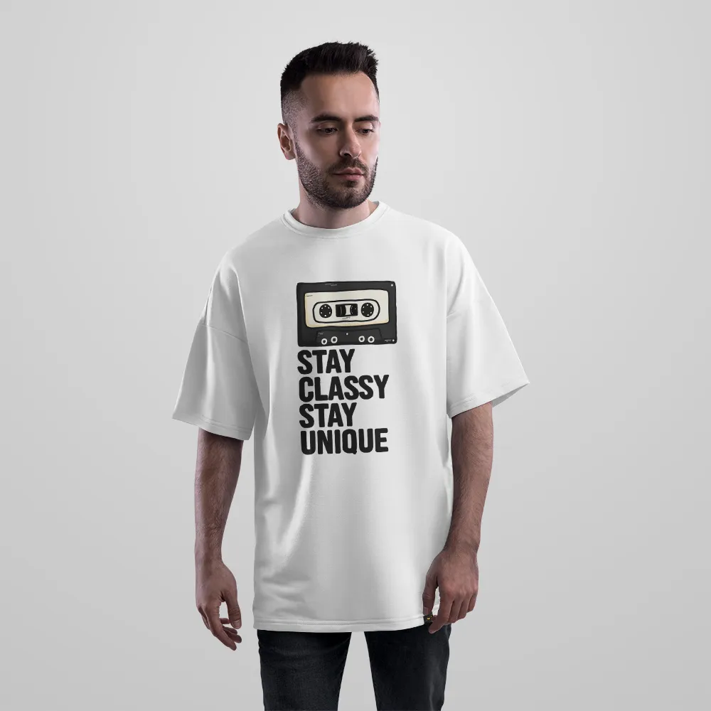 تیشرت اورسایز نوار کاست طرح Stay Classy Stay Unique