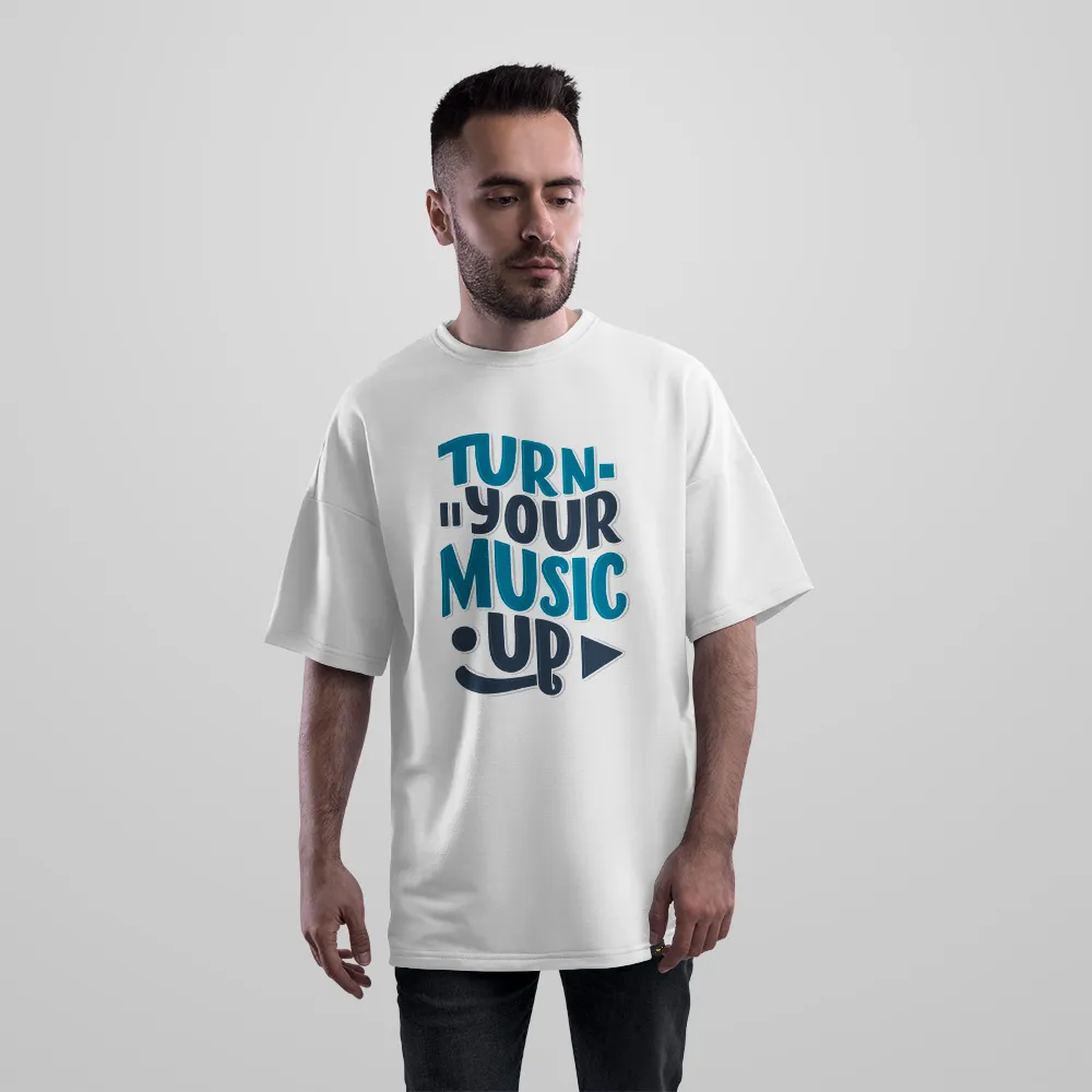 تیشرت اورسایز موسیقی طرح Turn Your Music Up