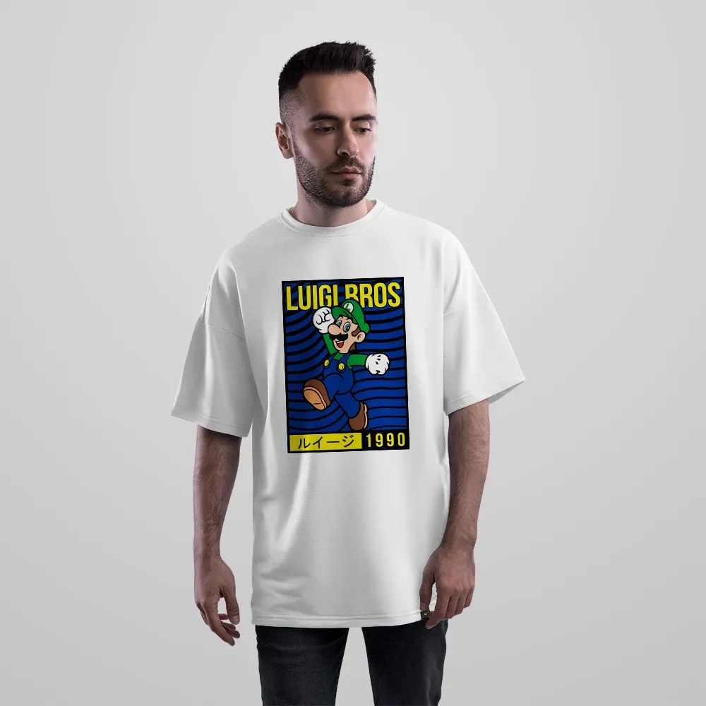 تیشرت اورسایز سوپر ماریو طرح لوئیجی رترو (Luigi)