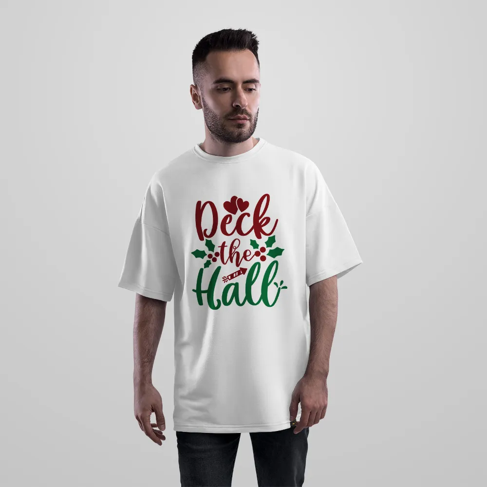 تیشرت اورسایز کریسمس نوشته Deck the Halls