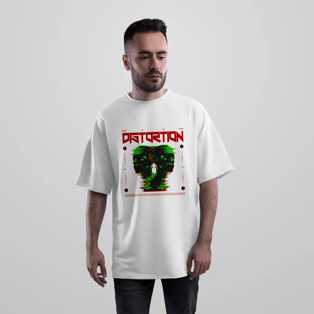 تیشرت اورسایز تایپوگرافی گلیچ Distortion
