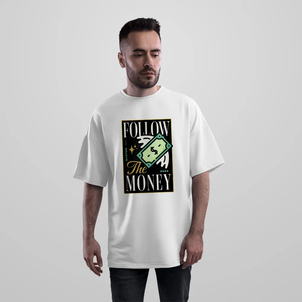 تیشرت اورسایز نوشته Follow The Money کد 18758