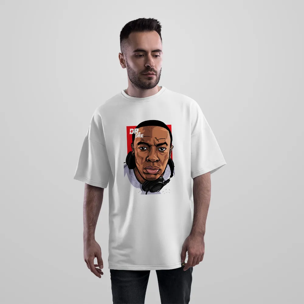 تیشرت اورسایز رپر طرح پرتره دکتر دره (Dr. Dre)