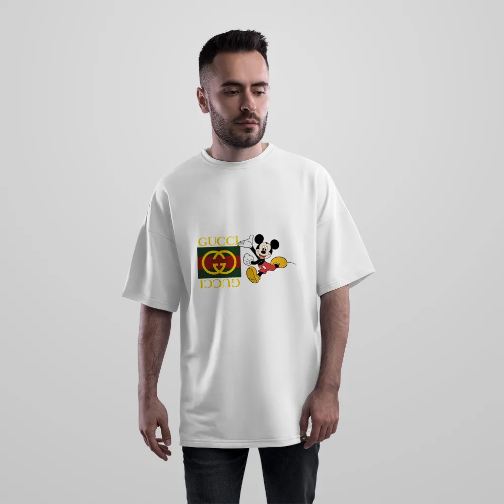 تیشرت اورسایز میکی موس طرح دویدن با گوچی (Mickey Gucci)