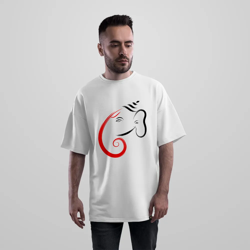 تیشرت اورسایز طرح گنشا خطی قرمز