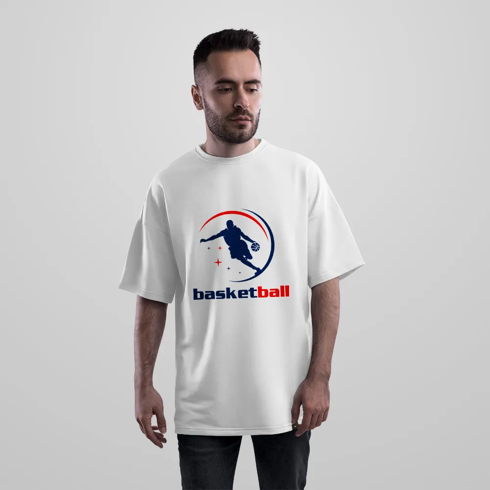 تیشرت اورسایز نوشته Basketball طرح لوگو